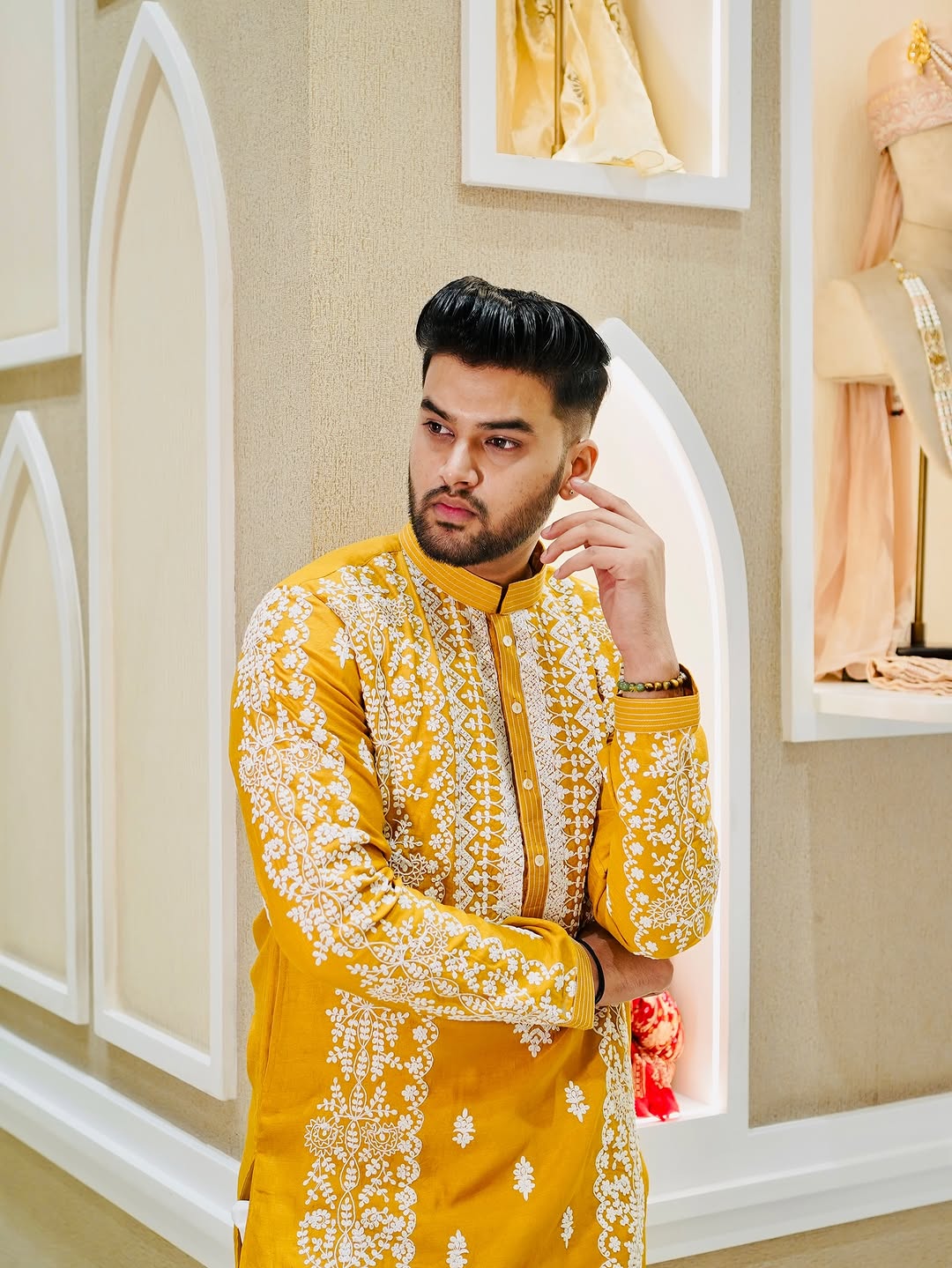 Yellow Ethnic Embroidered Kurta